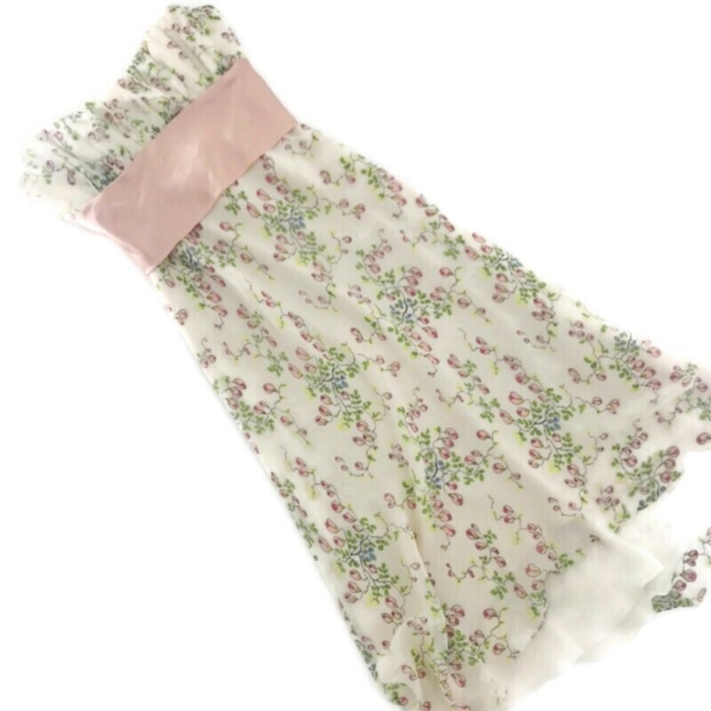 Nicole Miller Pink and Green Floral Midi Dress